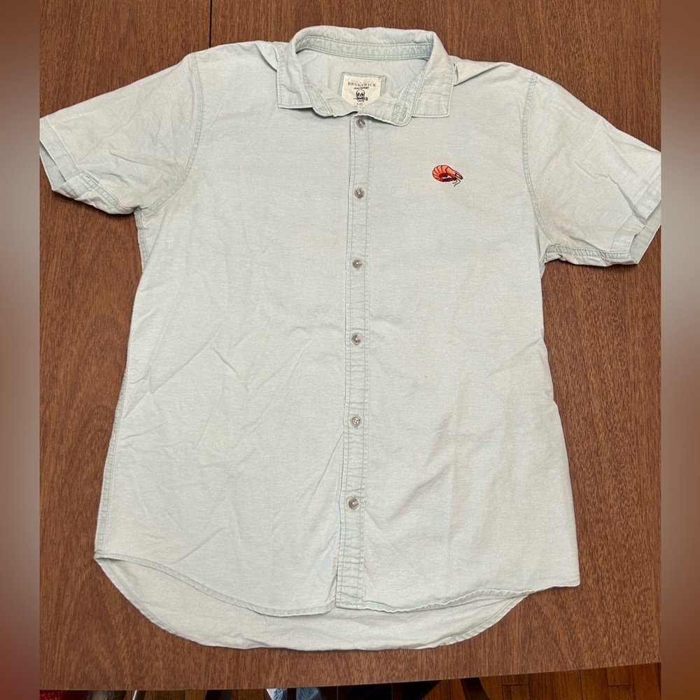 Brunswick Shirt Mens Large Blue Cotton On Icon Series Shrimp Logo Casual